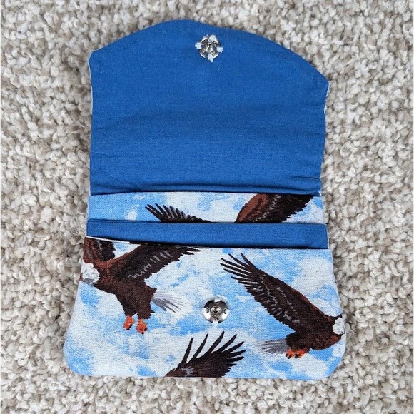 Handmade Eagle/Blue Print Wallet Credit Card Holder Small Pocket Wallet - Picture 3 of 6